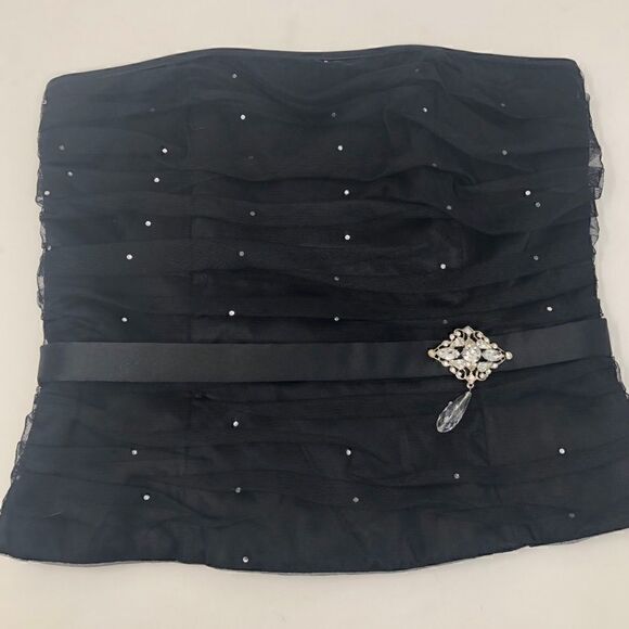 Scott McClintock 6 Elegant Cocktail Strapless Black Evening Rhinestone Top - Picture 4 of 8